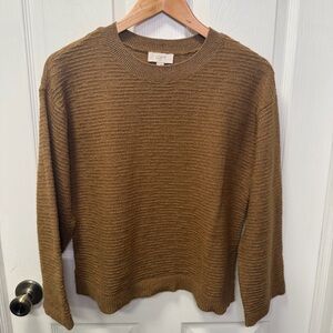 LOFT Outlet Brown Textured Pullover Sweater, Small, Boxy / Relaxed Fit